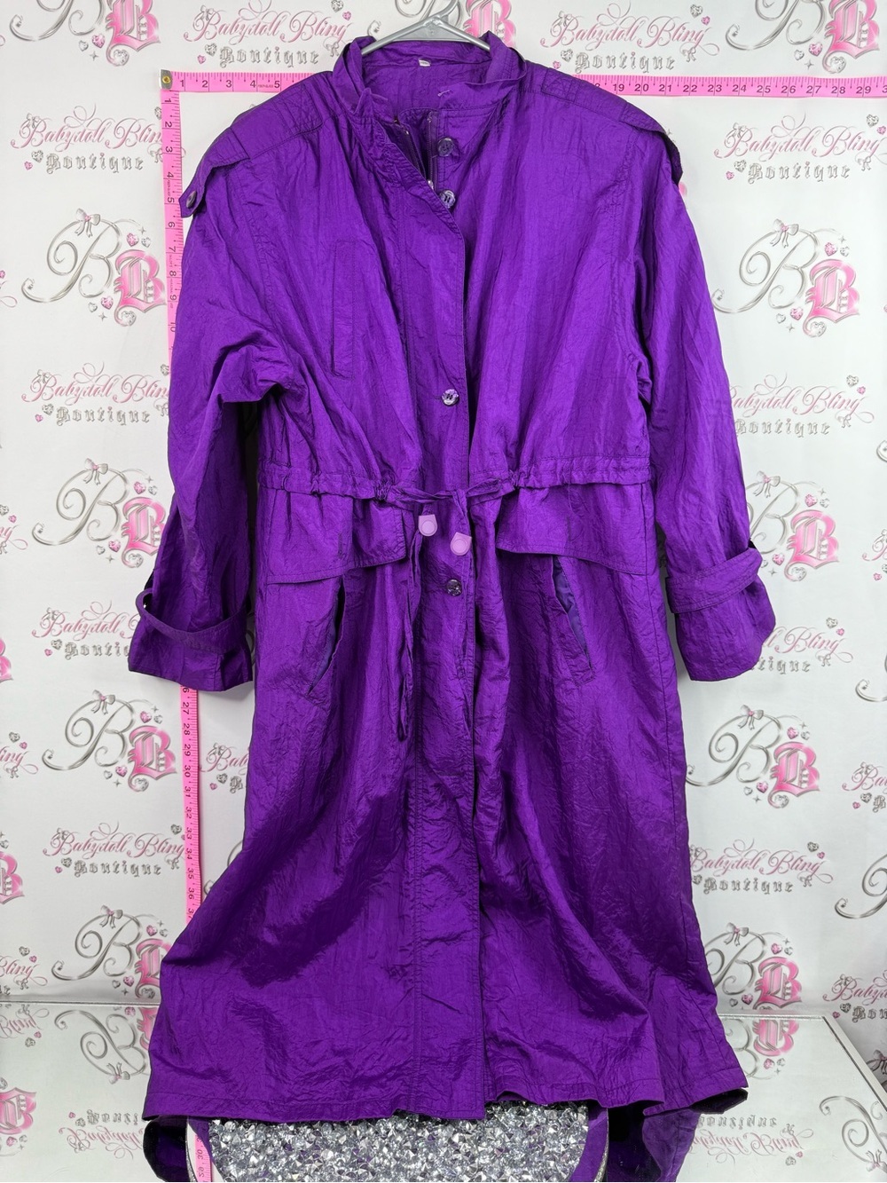 Unique international jacket Purple Women's Long Trench Coat royal deep purple